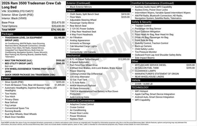 2026 RAM Ram 3500 RAM 3500 TRADESMAN CREW CAB 4X4 8 BOX