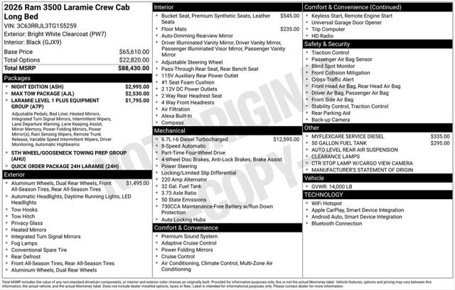 2026 RAM Ram 3500 RAM 3500 LARAMIE CREW CAB 4X4 8 BOX