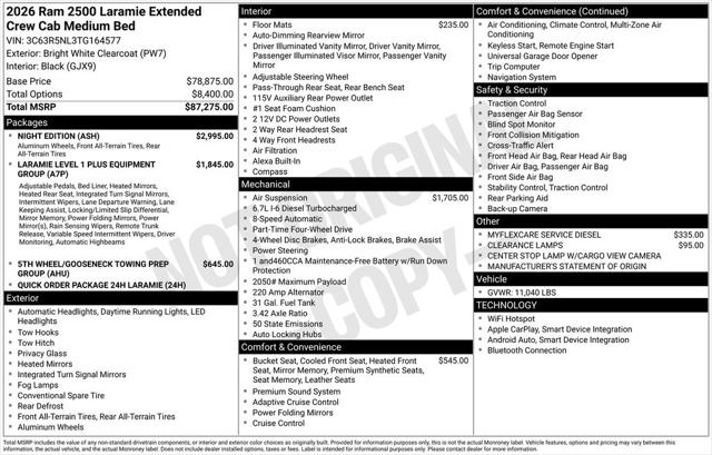 2026 RAM Ram 2500 RAM 2500 LARAMIE MEGA CAB 4X4 64 BOX
