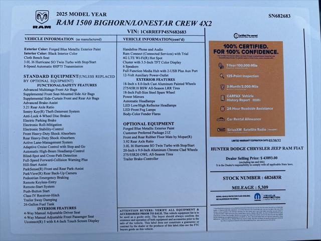 2025 RAM 1500 Big Horn Crew Cab 4x2 57 Box