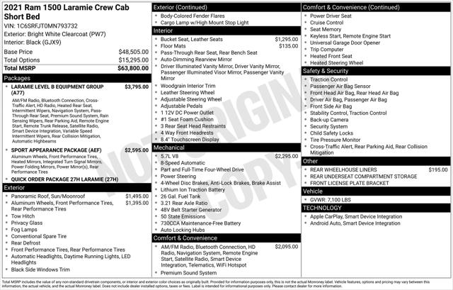 2021 RAM 1500 Laramie Crew Cab 4x4 57 Box 2021 RAM 1500 Laramie Crew Cab 4x4 57 Box