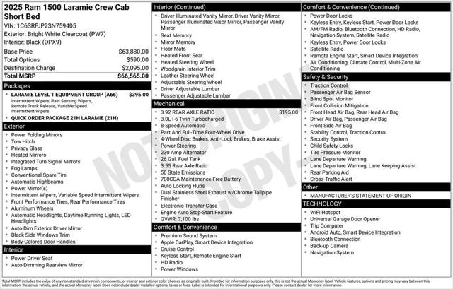 2025 RAM Ram 1500 RAM 1500 LARAMIE CREW CAB 4X4 57 BOX