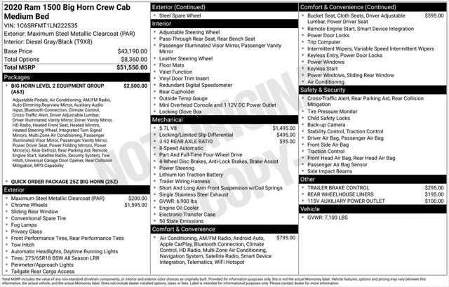 2020 RAM 1500 Big Horn Crew Cab 4x4 64 Box