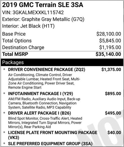 2019 GMC Terrain SLE