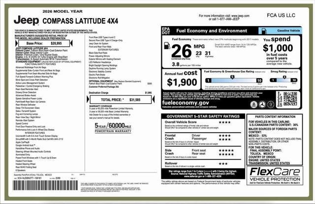 2026 Jeep Compass COMPASS LATITUDE 4X4
