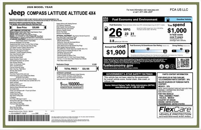 2026 Jeep Compass Latitude Altitude