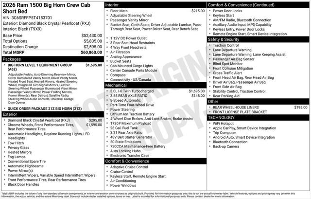 2026 RAM Ram 1500 RAM 1500 BIG HORN CREW CAB 4X4 57 BOX