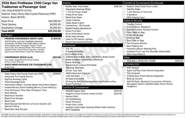 2026 Ram ProMaster Window Van Tradesman