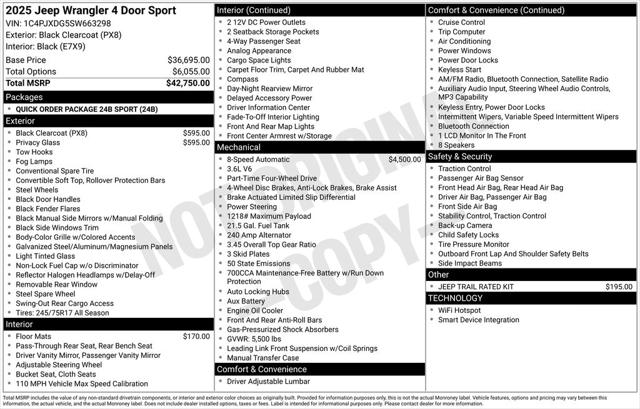 2025 Jeep Wrangler WRANGLER 4-DOOR SPORT