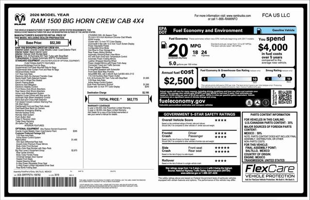 2026 RAM Ram 1500 RAM 1500 BIG HORN CREW CAB 4X4 57 BOX 2026 RAM Ram 1500 RAM 1500 BIG HORN CREW CAB 4X4 57 BOX