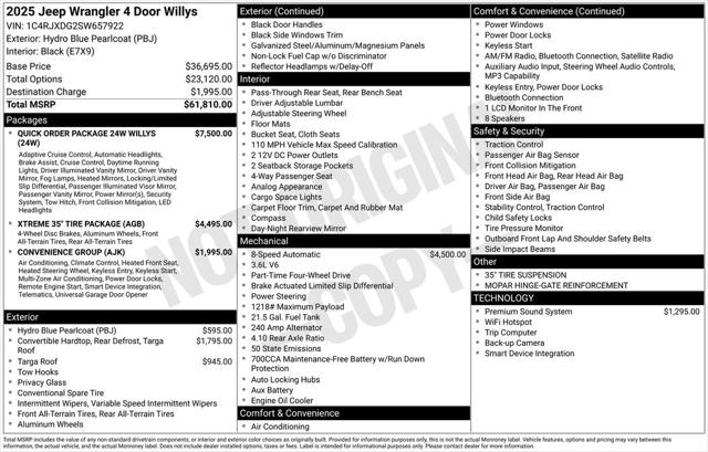 2025 Jeep Wrangler WRANGLER 4-DOOR WILLYS