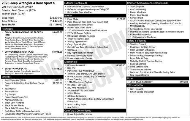 2025 Jeep Wrangler WRANGLER 4-DOOR SPORT S