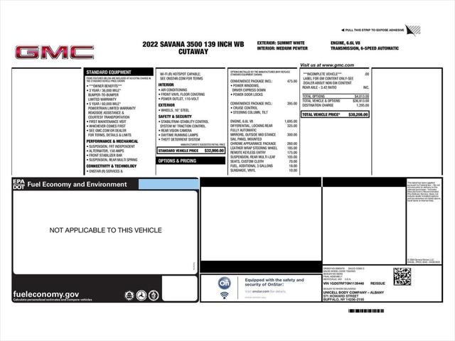 2022 GMC Savana Cutaway Work Van