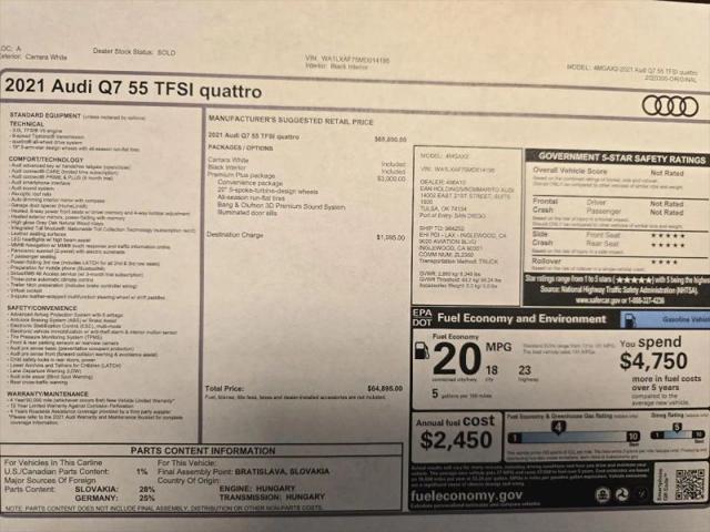 2021 Audi Q7 Premium Plus 55 TFSI quattro Tiptronic