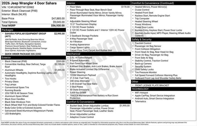 2026 Jeep Wrangler WRANGLER 4-DOOR SAHARA