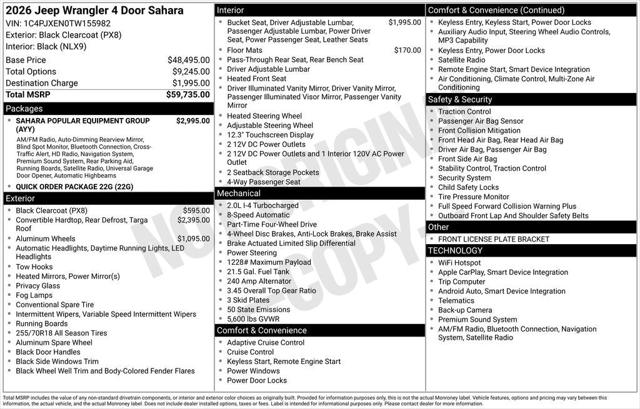 2026 Jeep Wrangler WRANGLER 4-DOOR SAHARA