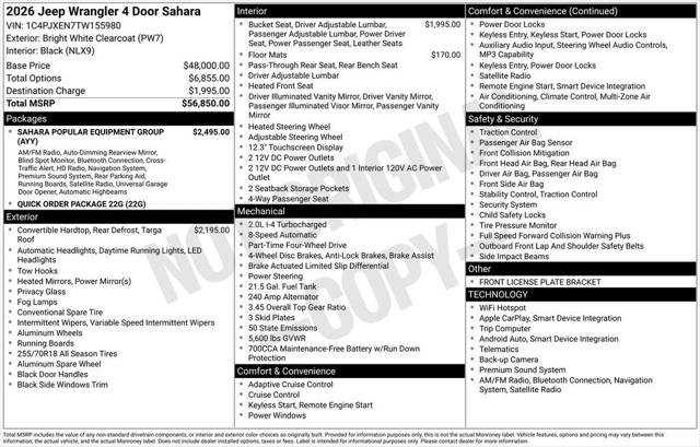 2026 Jeep Wrangler WRANGLER 4-DOOR SAHARA