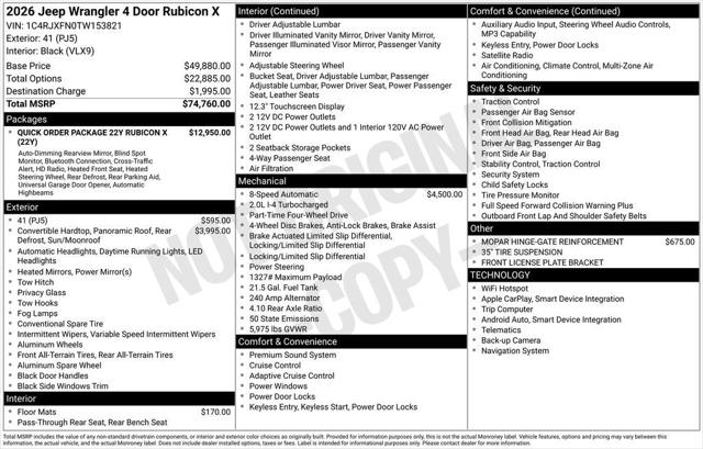 2026 Jeep Wrangler WRANGLER 4-DOOR RUBICON X