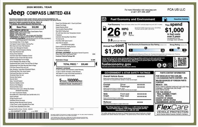 2026 Jeep Compass COMPASS LIMITED 4X4