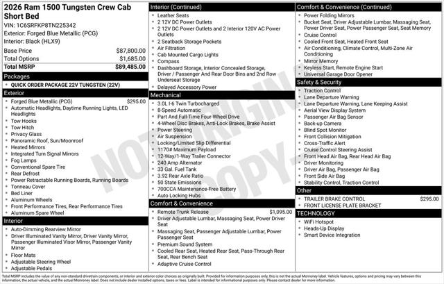 2026 RAM Ram 1500 RAM 1500 TUNGSTEN CREW CAB 4X4