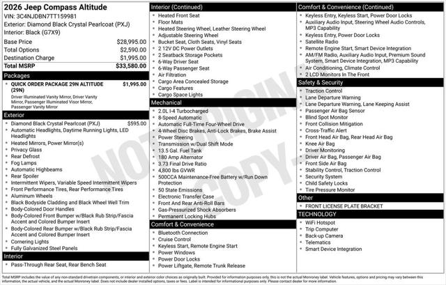 2026 Jeep Compass COMPASS LATITUDE ALTITUDE 4X4