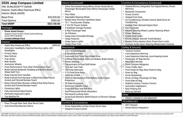 2026 Jeep Compass COMPASS LIMITED ALTITUDE 4X4 2026 Jeep Compass COMPASS LIMITED ALTITUDE 4X4