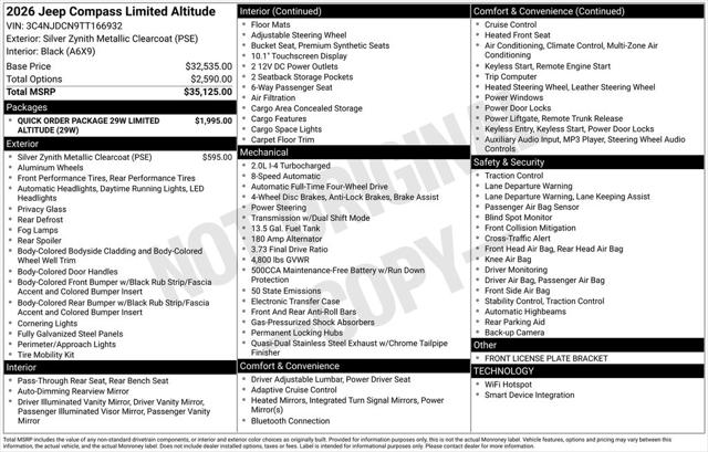 2026 Jeep Compass COMPASS LIMITED ALTITUDE 4X4 2026 Jeep Compass COMPASS LIMITED ALTITUDE 4X4