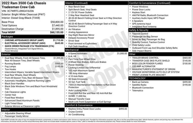 2022 Ram 3500 Tradesman/SLT/Laramie/Limited