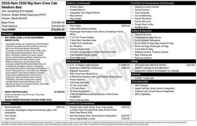 2026 RAM Ram 2500 RAM 2500 BIG HORN CREW CAB 4X4 64 BOX