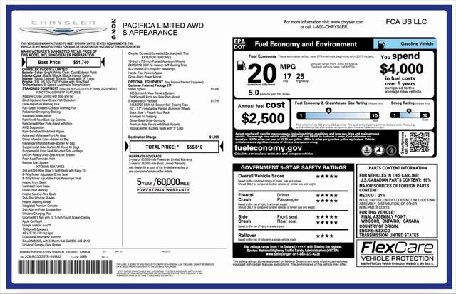 2026 Chrysler Pacifica PACIFICA LIMITED AWD 2026 Chrysler Pacifica PACIFICA LIMITED AWD