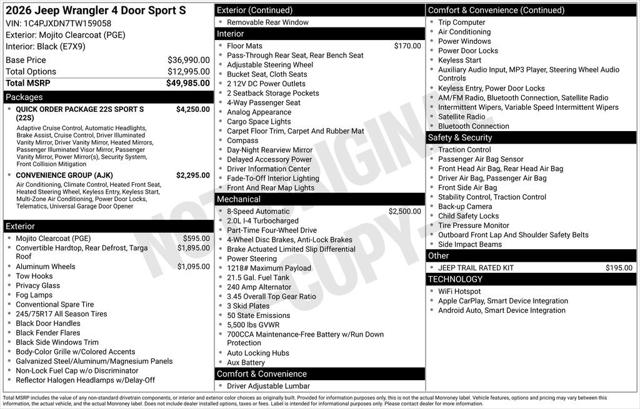 2026 Jeep Wrangler Sport S