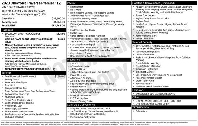 2023 Chevrolet Traverse AWD Premier