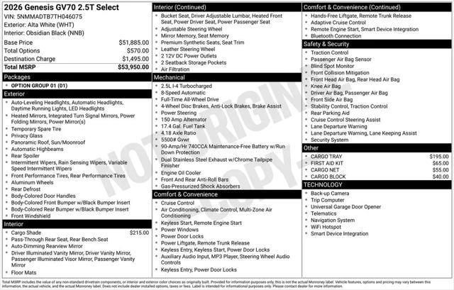 2026 Genesis GV70 2.5T Select