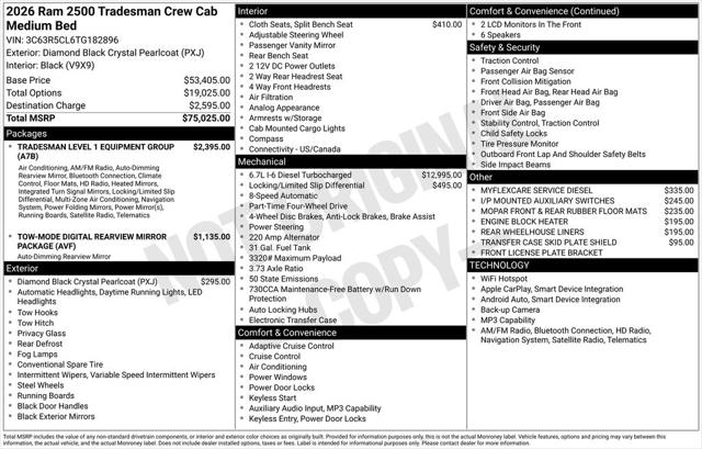 2026 RAM 2500 RAM 2500 WARLOCK CREW CAB 4X4 64 BOX 2026 RAM 2500 RAM 2500 WARLOCK CREW CAB 4X4 64 BOX