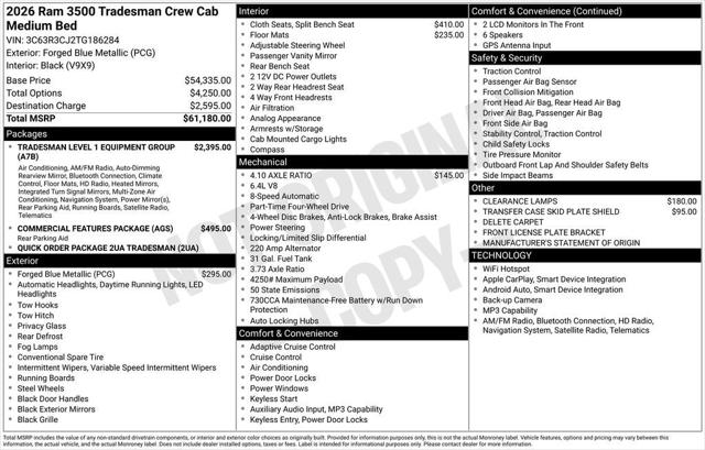 2026 RAM Ram 3500 RAM 3500 TRADESMAN CREW CAB 4X4 64 BOX