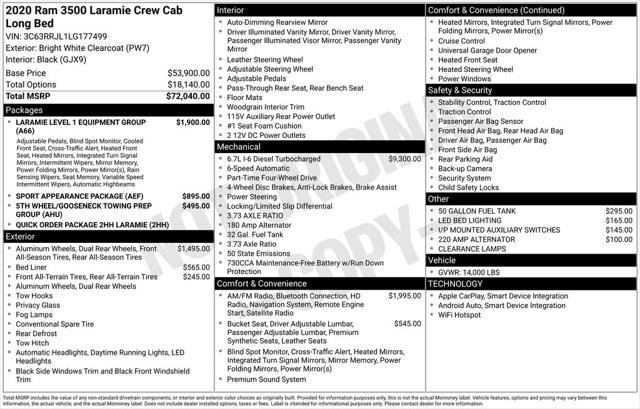 2020 RAM 3500 Laramie Crew Cab 4x4 8 Box