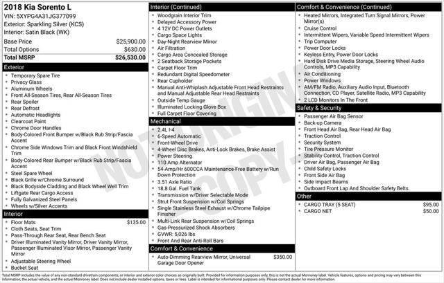 2018 Kia Sorento 2.4L L