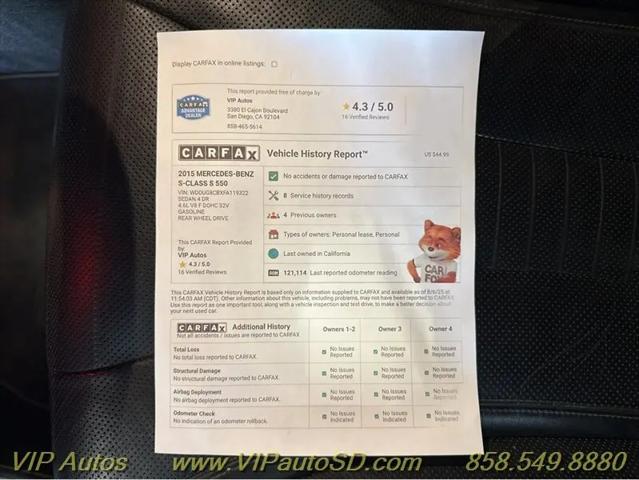 2015 Mercedes-Benz S 550 S 550