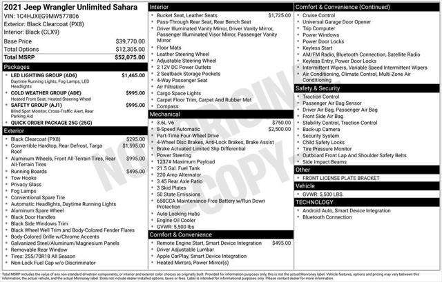 2021 Jeep Wrangler Unlimited Sahara 4x4 2021 Jeep Wrangler Unlimited Sahara 4x4