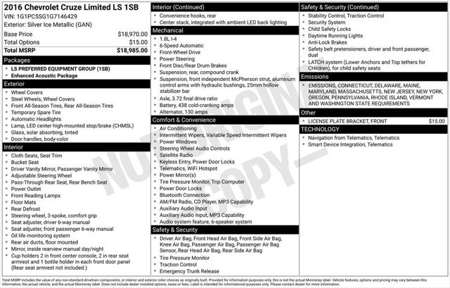 2016 Chevrolet Cruze Limited LS Auto