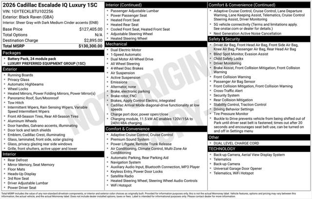 2026 Cadillac Escalade IQ Luxury