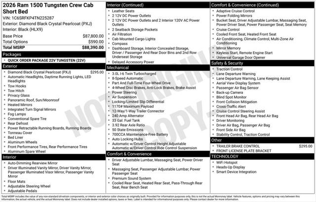 2026 RAM Ram 1500 RAM 1500 TUNGSTEN CREW CAB 4X4