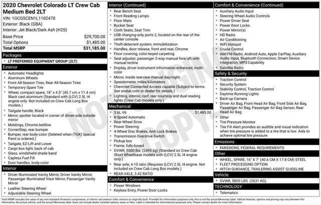 2020 Chevrolet Colorado 2WD Crew Cab Short Box LT