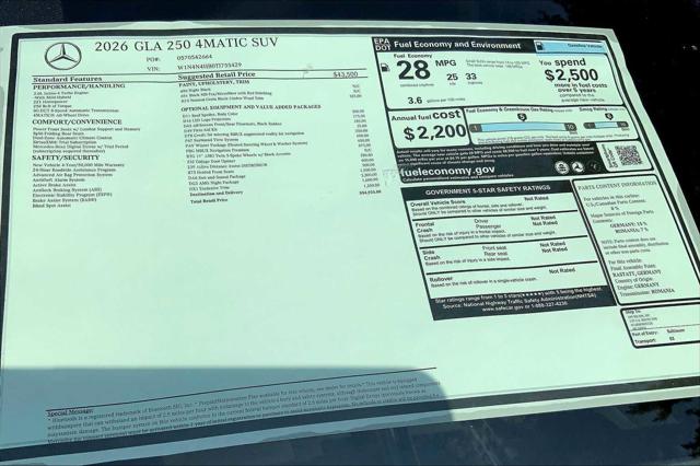 2026 Mercedes-Benz GLA-CLASS 4MATIC