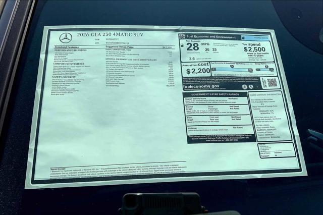 2026 Mercedes-Benz GLA-CLASS 4MATIC