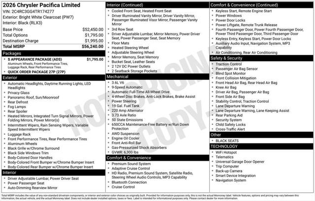 2026 Chrysler Pacifica PACIFICA LIMITED AWD