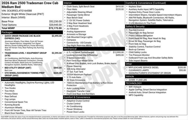 2026 RAM Ram 2500 RAM 2500 BLACK EXPRESS CREW CAB 4X4 64 BOX