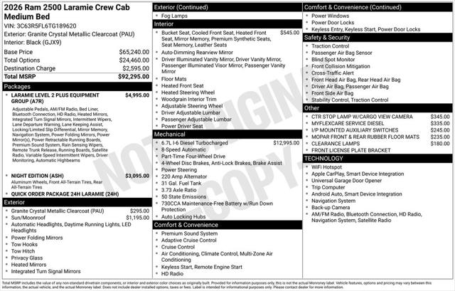2026 RAM Ram 2500 RAM 2500 LARAMIE CREW CAB 4X4 64 BOX