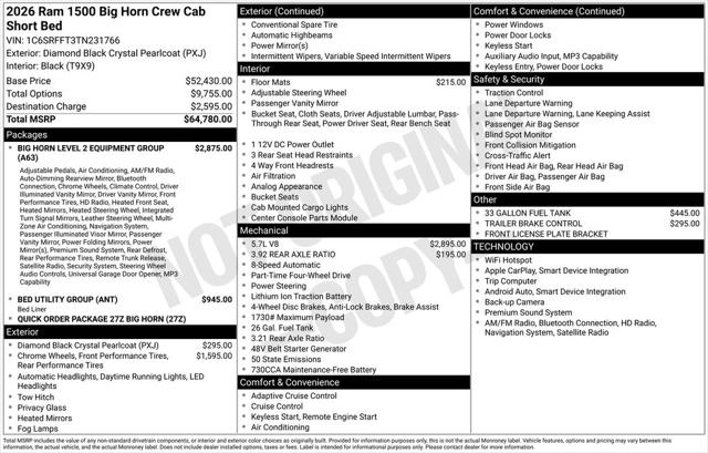 2026 RAM Ram 1500 RAM 1500 BIG HORN CREW CAB 4X4 57 BOX