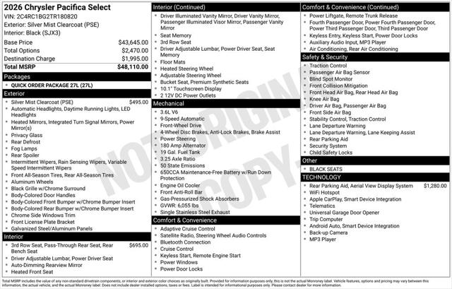 2026 Chrysler Pacifica PACIFICA SELECT